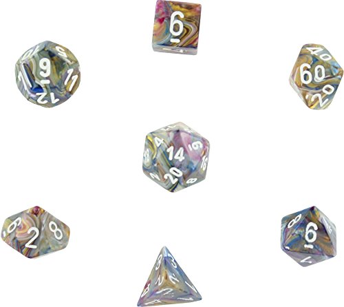 Polyhedral 7-Die Festive Dice Set - Carousel with White Numbers CHX-27440