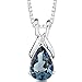 PEORA London Blue Topaz Pendant Necklace in Sterling Silver, Natural Gemstone, Classic Teardrop Solitaire, 1.50 Carats Pear Shape 9x6mm, with 18 inch Chain, December Birthstone Necklace,