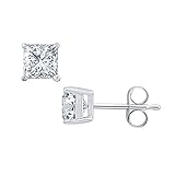 3.00 CT Princess Cut Diamond (6MM) Solitaire Stud