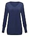 ZANZEA Women's V-Neck Long Sleeve Loose Blouse Jumper Tops Mini Dress Pullover Blue US 14/Asian XL