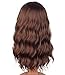 Medium Long Brown Wavy Synthetic Hair Wigs For Black Women Shoulder Length Curly Wigs Heat Resistant Wigs With Free Wig Cap 16 Inches.(Brown-2/30#)