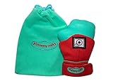 Yummy Mitt (Glow in the Dark) Teething Mitten -Red & Turquoise -(3-12 months baby mitten)- No More Dropping Teether!