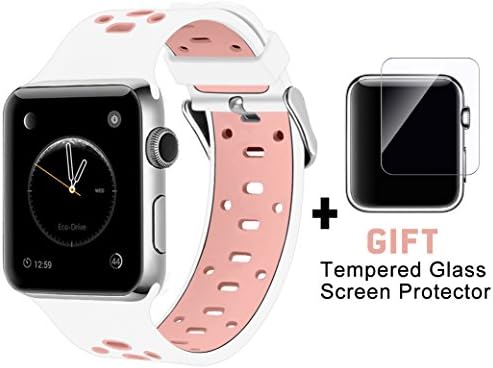 Apple Watch Band 38mm 42 mm, Raingold Soft Silicone Sport Strap Replacement Bracelet Wristband for Apple Watch Series 3, Series 2, Series 1, Nike+