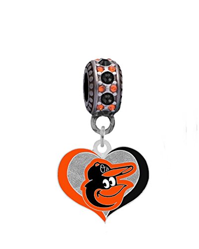 Baltimore Orioles Swirl Heart Charm