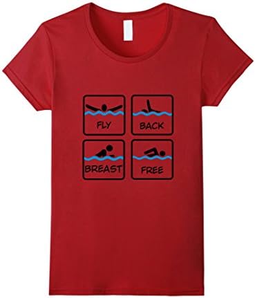 Women's Fly Back Breast Free - Swimming T-shirt Large Cranberry