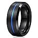 King Will LOOP Blue & Black 8mm Men Tungsten Carbide Wedding Band Ring Brushed Comfort Fit
