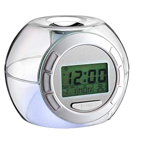 Kids LED Alarm Clock, Wake Up Digital Clocks for Children Adults Bedside 7 Colors Changing Lights for Boys Girls Bedroom Decor with Temperature, Calendar, Nature Sound and Snooze Function