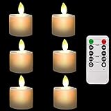 Pack of 6 Realistic and Bright Flameless LED Tea Light Fake Flameless Candles,Battery Operated Warm White with Dancing Flickering Bulb for Christmas/Wedding/Birthday Party