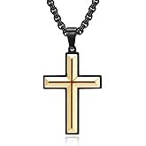 JO WISDOM Black Men's Cross Necklace 316L Stainless Steel Large Jesus Christ Pendant Religious Jewelry Chain 24"