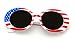 V.W.E. Vintage Sunglasses UV400 Bold Retro Oval Mod Thick Frame Sunglasses Clout Goggles White USA American Flag (Gray Lens)