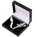 2pc Metal Alloy Mens Fashion Tie Clips Pins and Necktie Bar Silver Gold Tone Set for Skinny Neckties with Gift Box