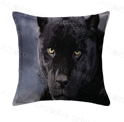 Cotton &amp; Polyester Square Decorative Black Panther Throw Pillow Case Cushion Cover 18"x 18"(2 Sides)