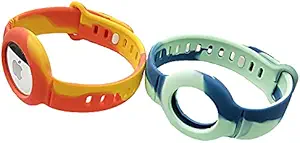 [2 Pack] LUSTAM Anti-Lost Bracelet Watch Band Case for Apple AirTag, Soft Silicone Gel Wristband Water-Resistant and Anti-Scratch Air Tag Accessories Protective Holder Cover for Kids