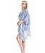 Embroidered Kimono Cardigan Beach Coverup – Blue Women Stylish Casual Outfit Sheer Ruana Wraps