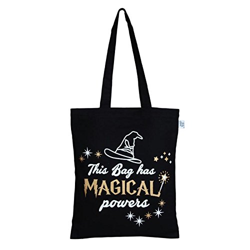 ecoright reusable 100% cotton ecofriendly zipper tote bag printed "magical powers"