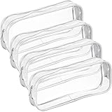4 Pieces White Clear PVC Big Capacity Zipper Pencil