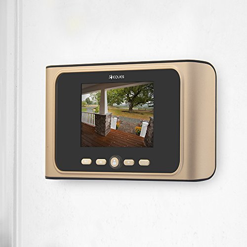 Greeter Digital Door Viewer & Doorbell - LCD Security Camera Monitor 165° Wide Angle Lens - Video Record Photo Shooting - No APP - No Motion Sensor - Peephole Needed (Gold Earth)