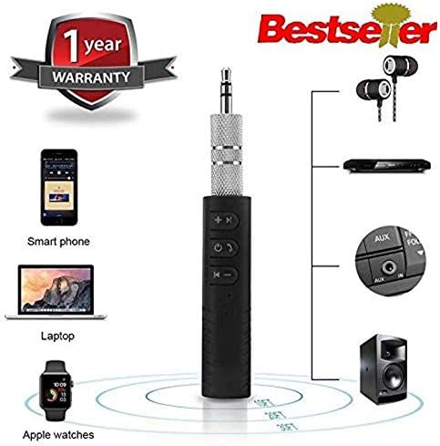 Odestro BT450 Wireless Bluetooth Receiver 3.5mm Jack Stereo Bluetooth Audio Music Receiver Adapter For Speaker Car Aux Hands Free Kit Compatible With All Android, IOS And IOS Devices - Assorted Colour