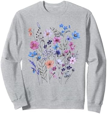 ELAIXV Wildflower Botany Embroidered Oversized Sweatshirt for