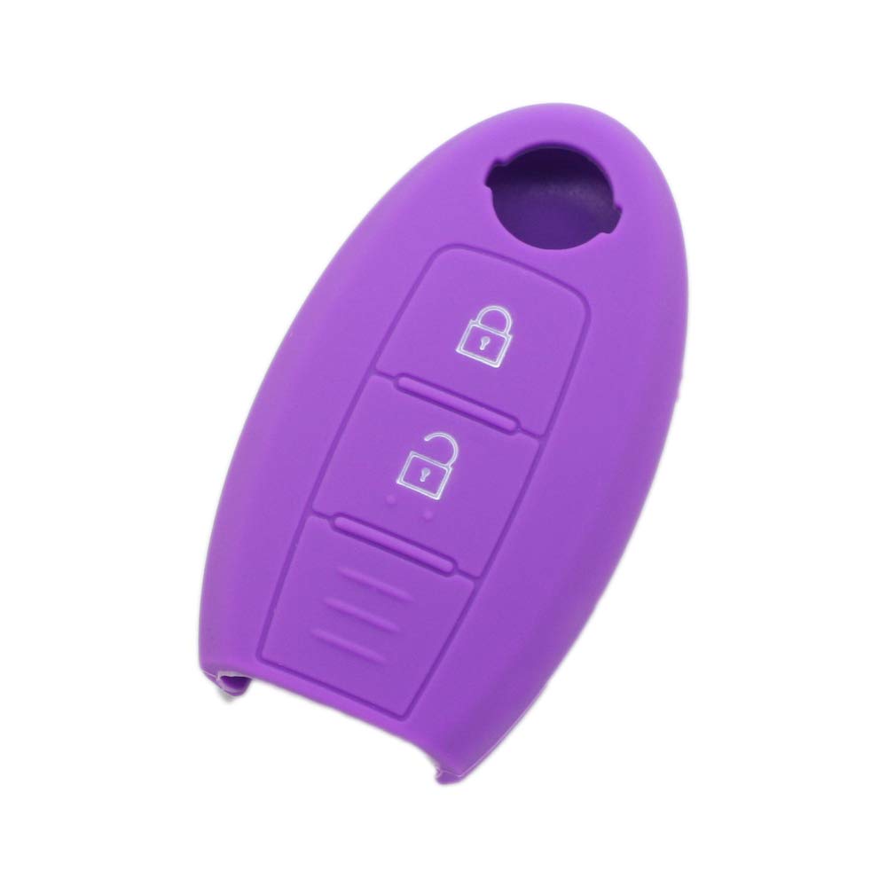 BROVACS Silicone Cover Protector Case Holder Skin Jacket Compatible with NISSAN 2 Button Smart Remote Key Fob CV9506 Purple