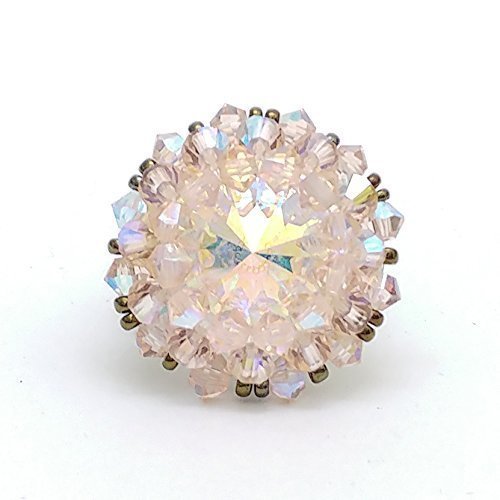 Pink swarovski crystal ring RG784 Handmade