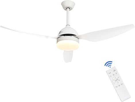 Amazon Com White Led Ceiling Fan With Lights And Remote Control Aipatal 48 Inch Ceiling Fans Lighting Kit Fixture With 3 Blades And 6 Speed 3 Light Colors For Living Room Dining Room