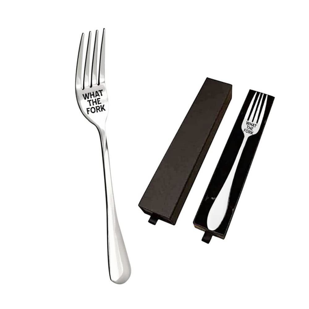 Sunnee I Forking Love You Engraved Fork Stainless Steel Dinner Forks Letter Engraved Fork 8 Inches with Box for Your Love Ones and Friends - Valentines Gifts,Festival Gift (What The Fork)