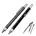 2PCS PACK 6 in 1 Screwdriver Tool Pen - Mini Multifunction Pen with Stylus, Flat and Phillips Screwdriver Bit, Bubble Level and inch cm Ruler all in one (Model B, 2PCS MATTE BALCK)