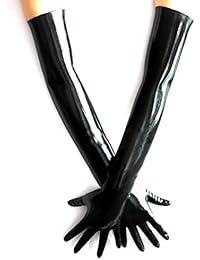 EXLATEX Latex Rubber Black Long Gloves Outfits Accessory Plus Size (Large, Black)