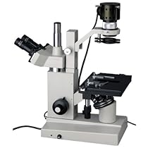AmScope IN200TA Long Working Distance Inverted Trinocular Microscope, 40x-640x, WF10x and WF16x Eyepieces, Brightfield, Halogen Illumination, 1.25 NA Condenser, Mechanical Stage, 115V