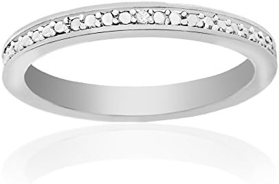 Lumineux Diamond Womens Diamond Accent Wedding Band Ring in Rhodium over Brass, Size 6