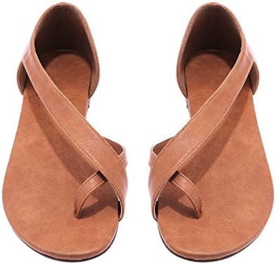 La sophia Women's Toe Ring Sandal Flip Flops Beach Shoes,Khaki,10.5 B(M) US