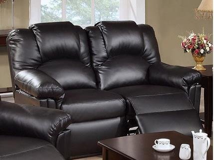 Bobkona Motion Loveseat in Black Bonded Leather by Poundex
