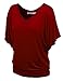 LL WT1038 Women's Versatile Casual Short Sleeve Dolman Top – Loose Fit V-Neck T-Shirt XXL Wine