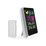 IREALIST Digital Alarm Clock Weather Station Clock with Large LCD Screen Display Indoor/Outdoor Temperature/Humidity, Forecast,Date/Time (JU-1)