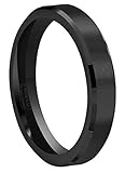CROWNAL 4mm 6mm 8mm Black Ceramic Wedding Band Ring Men Women Couple Matte Finish Beveled Edges Comfort Fit Size 4 to 16