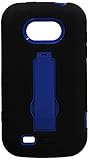 Asmyna Hybrid Dual Layer Protector Cover with Kickstand for ZTE Awe N800 - Retail Packaging - Dark Blue/Black