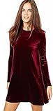 Eyekepper Women's A-Line Loose Crewneck Long Sleeve Velvet Dress