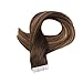 Full Shine 20 Inch Remy Tape in Real Human Hair Extensions 2.5g/Pcs 50g Per Pack Color #4 Fading to #27 and #14 Highlighted With Color #4 Balayage Ombre Tape Extensions