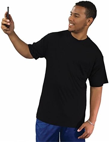 Big Boy Bamboo Tall Men’s Crew Neck with Pocket T-Shirt (3XLT, Black)