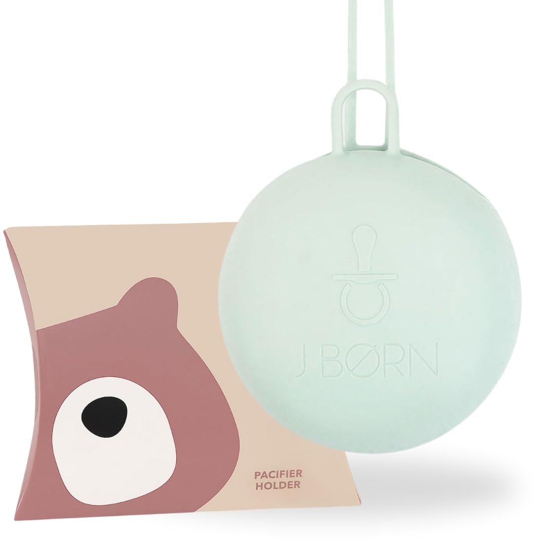 J.Børn Silicone Dummy Case | Dummy Holder Stores 3 Dummies | Easy to Clean Pacifier Holder | Pacifier Storage Container | Portable Baby Pacifier Case for Travels (Seafoam) — image 1
