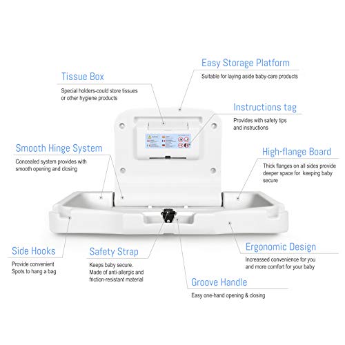 Baby Changing Table Horizontal Wall Mounted- White - Thumbnail 7
