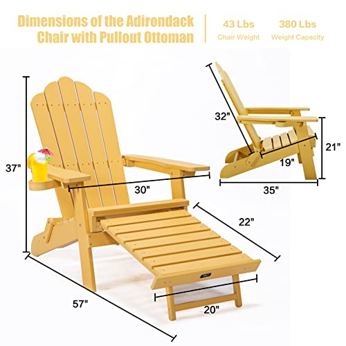TALE Folding Adirondack Chair with Pullout Ottoman with Cup Holder