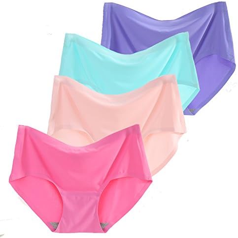 Women's 4 Pack Comfort Revolution Seamless Silky Brief Invisible Panties Quick Dry Underwear