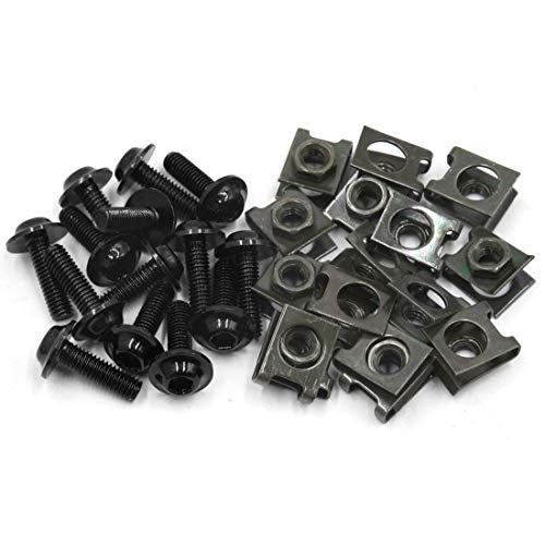 AUTUT 16Pcs M6 6mm Thread Dia Fairing Body Work Bolts Spire Speed Fastener Clips Screw Spring Nuts - Thumbnail 2