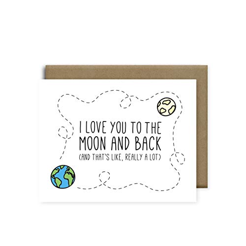 Amazon Com I Love You The Moon And Back Greeting Card Funny Anniversary Card For Him Funny Anniversary Card Boyfriend Husband Anniversary Gift For Him Valentine S Day Card Handmade