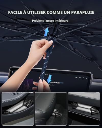 LANGBEAN [Enhanced] Sun Shade for Tesla Model Y / 3 2021-2026, Foldable Car Sun Shade Blocks UV Rays & Heat, Easy to Install & Fold Sun Protection