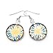 Chuvora 925 Sterling Silver Hand Blown Glass Blue Flower Dangle Hook Earrings