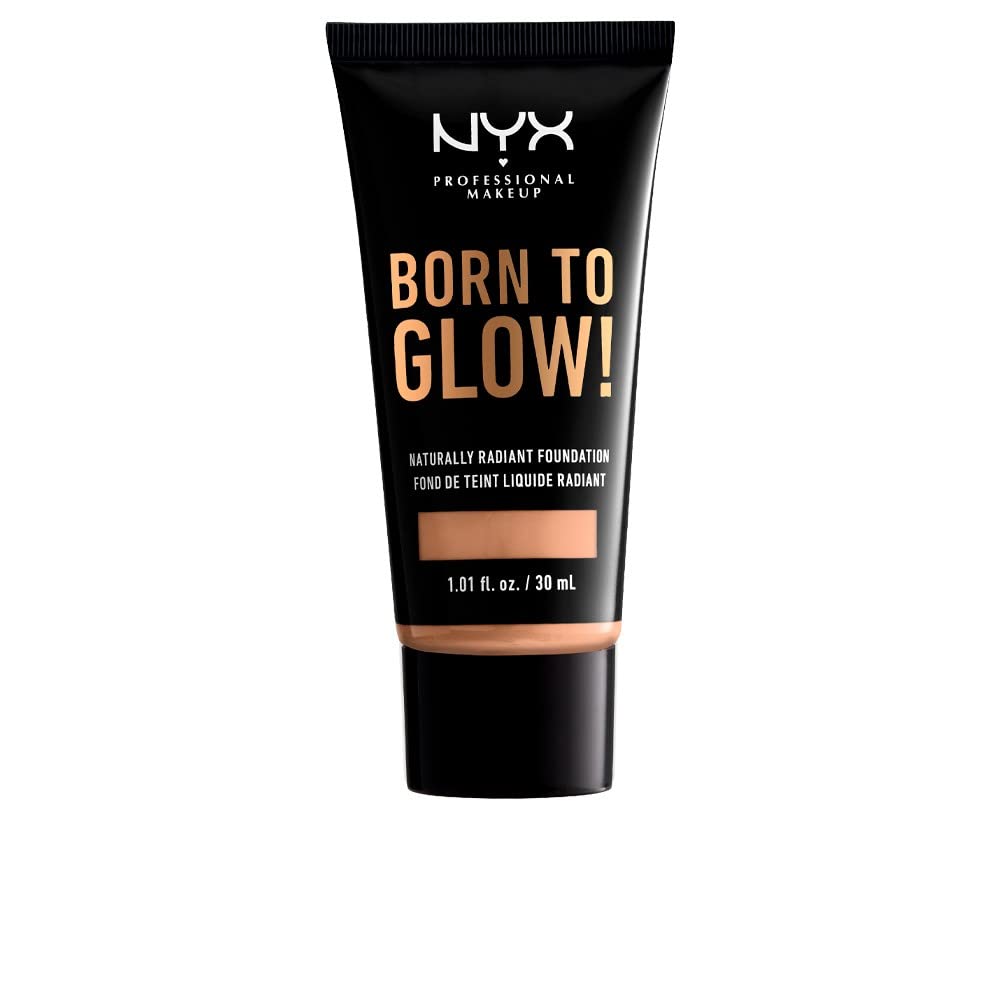 NYX Professional Makeup Born to Glow Radiant Foundation, Iridescent Finish, Buildable Medium Coverage, Vegan Formula, Shade: Natural
