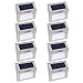 [Pack of 8] F-TECK Outdoor Stainless Steel LED Solar Step Light Wireless Super Bright Modern White Lamp Waterproof Lighting for Deck, Staircase, Walkway, Patio, Garden, Yard Auto On/Off Dusk to Dawn